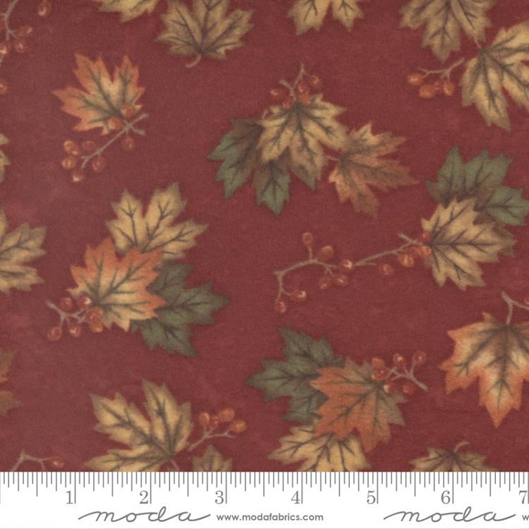 Moda Fall Melody Maple Scatter Crimson Flannel Fabric