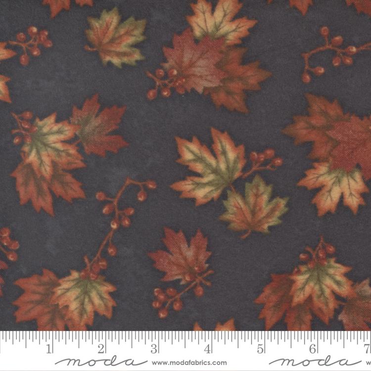 Moda Fall Melody Maple Scatter Black Flannel Fabric