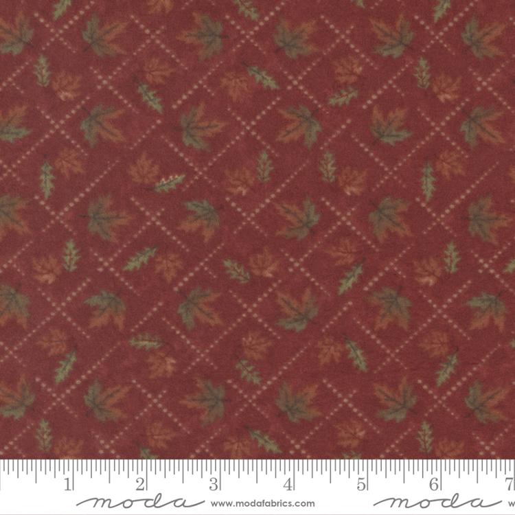 Moda Fall Melody Diamond Leaves Crimson Flannel Fabric