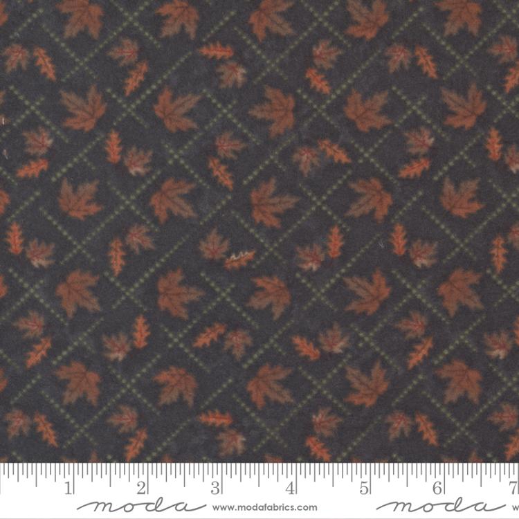 Moda Fall Melody Diamond Leaves Black Flannel Fabric