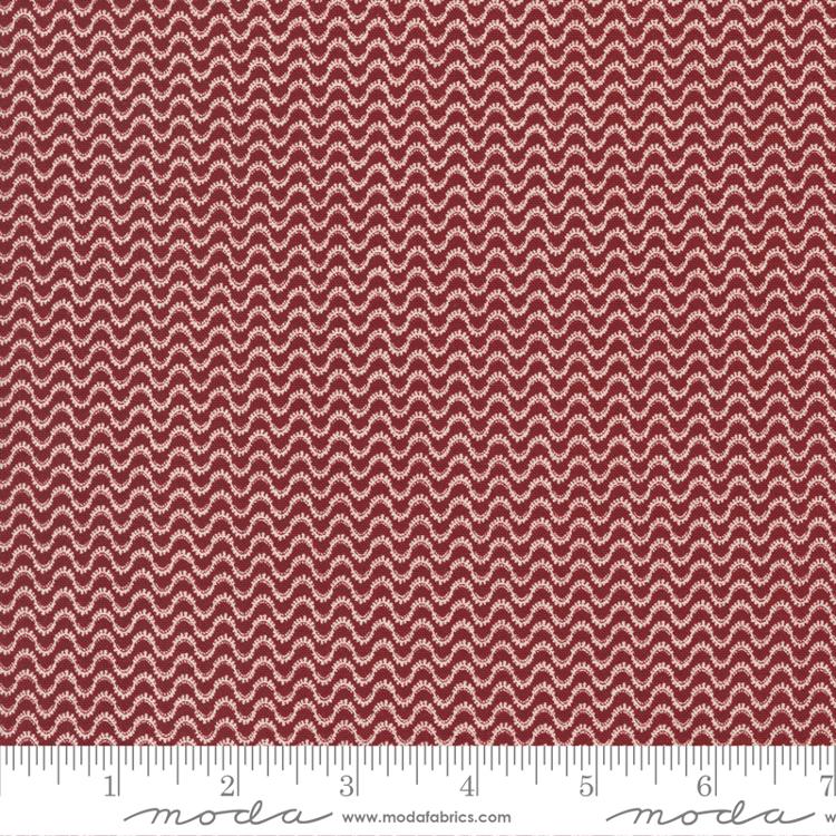 Moda Red And White Gatherings Meander Stripes Burgundy Fabric