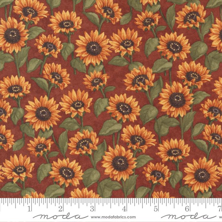 Moda Sunflower Garden Coming Up Sunflowers Rust Fabric