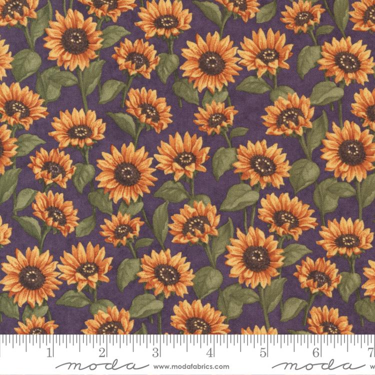 Moda Sunflower Garden Coming Up Sunflowers Purple Fabric