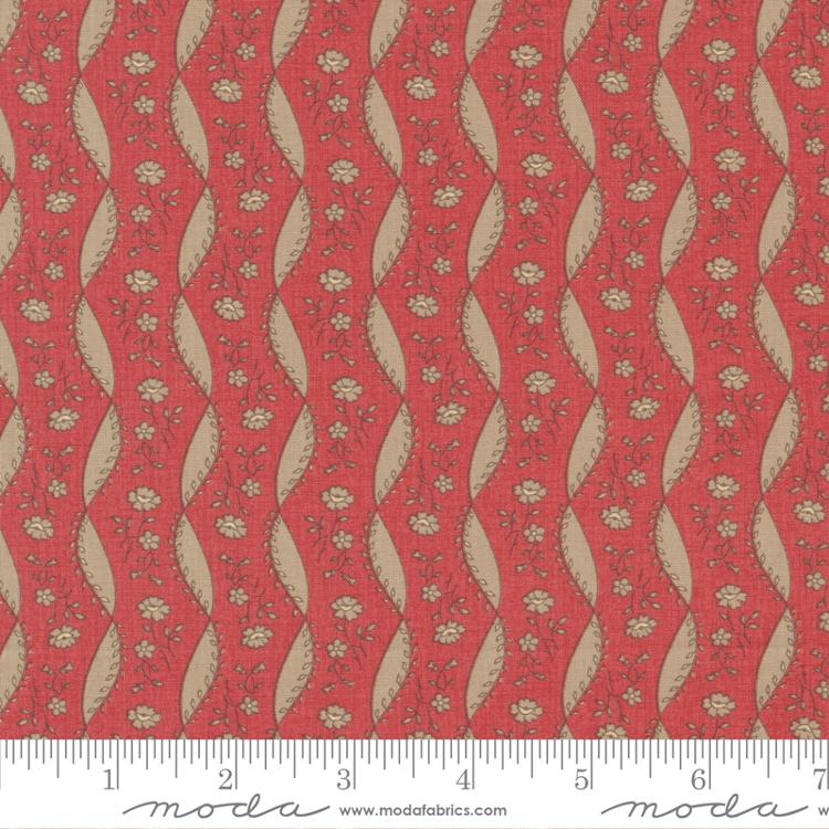 Moda La Grande Soiree Versailles Stripes Faded Red Fabric