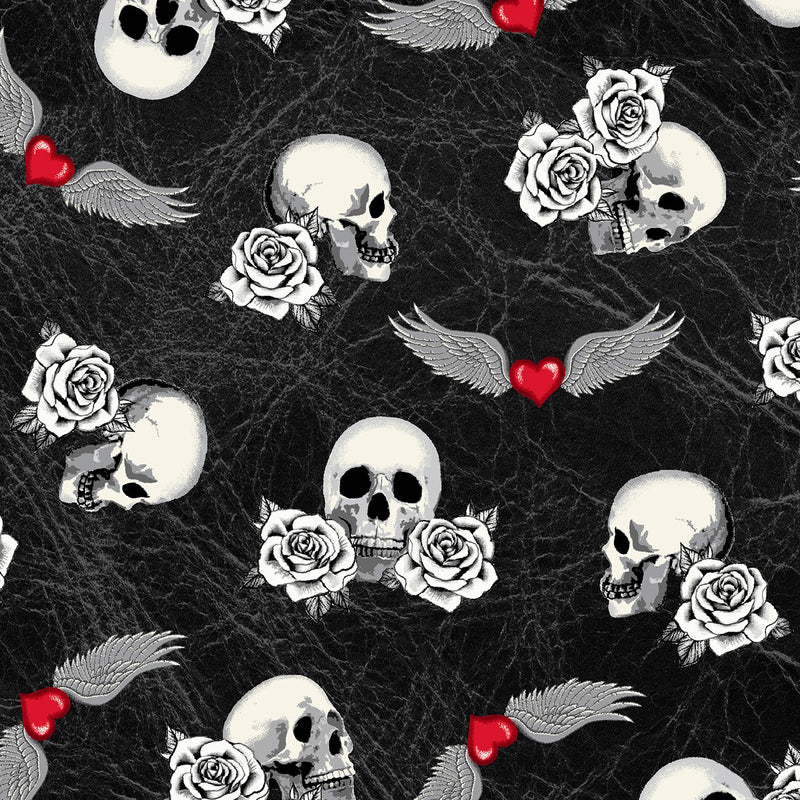 Windham Fabrics Born To Ride Skulls Black 52241-3