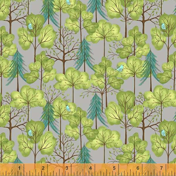 Windham Fabrics Be My Neighbor Trees Light Grey Fabric