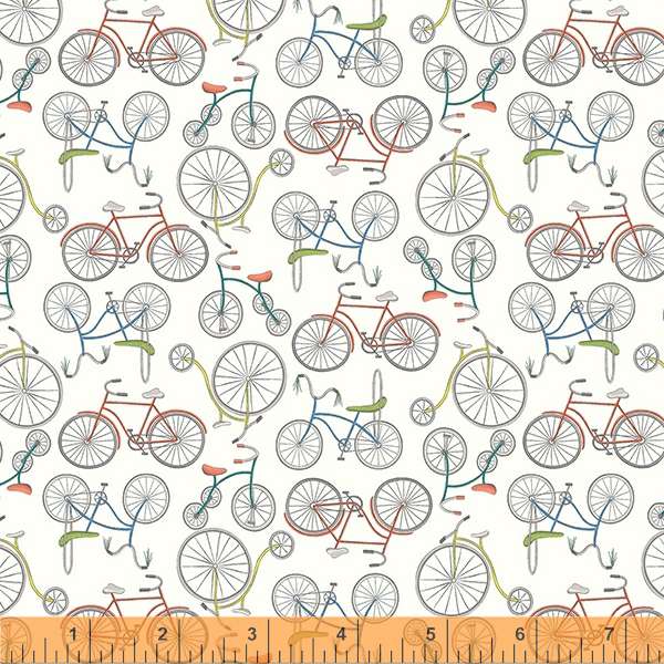 Windham Fabrics Be My Neighbor Bicycles Ivory Fabric