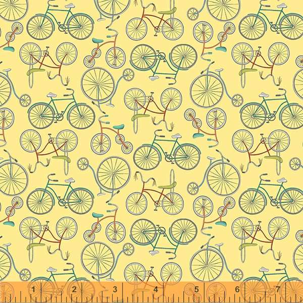 Windham Fabrics Be My Neighbor Bicycles Pale Yellow Fabric