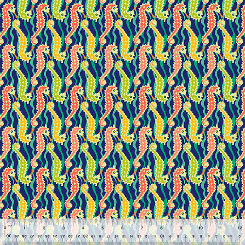 Windham Fabrics Atlantis Seahorse Navy Fabric