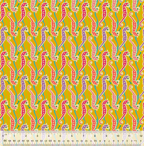 Windham Fabrics Atlantis Seahorse Mustard Fabric