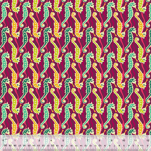 Windham Fabrics Atlantis Seahorse Fuchsia Fabric