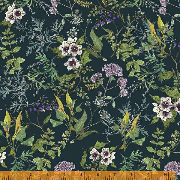 Windham Fabrics Secret Garden Herbarium Flora Ink Fabric