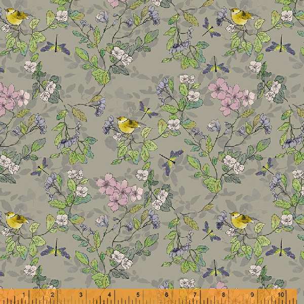 Windham Fabrics Secret Garden Birdsong Stone Fabric