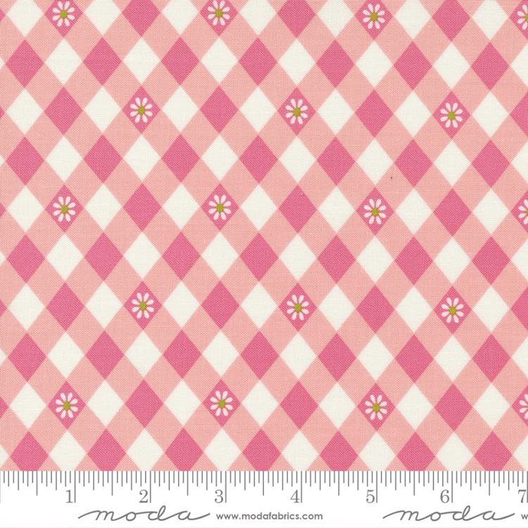 Moda Flower Power Blooming Picnic Posies Checks Bubblegum Fabric