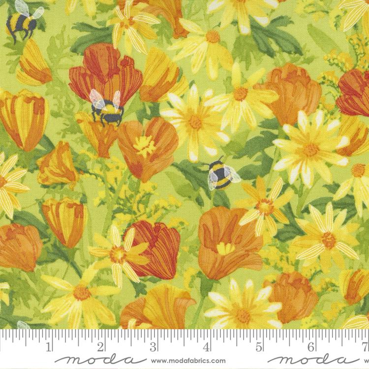 Moda Wild Blossoms Daisies And Poppies Sunlit Fabric