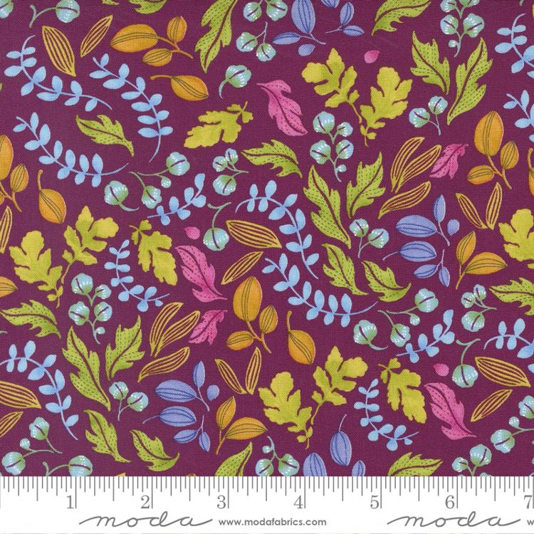 Moda Wild Blossoms Leafy Worlds Berry Fabric