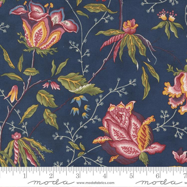 Moda Florence's Fancy Fanciful Florals Indigo Fabric