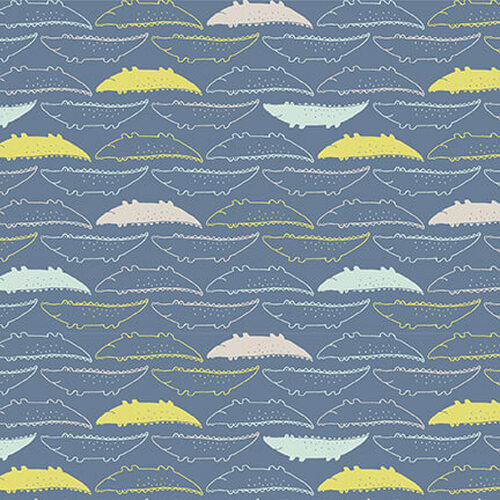 Studio E Fabrics Safari Sunrise Alligator Allover Blue Fabric