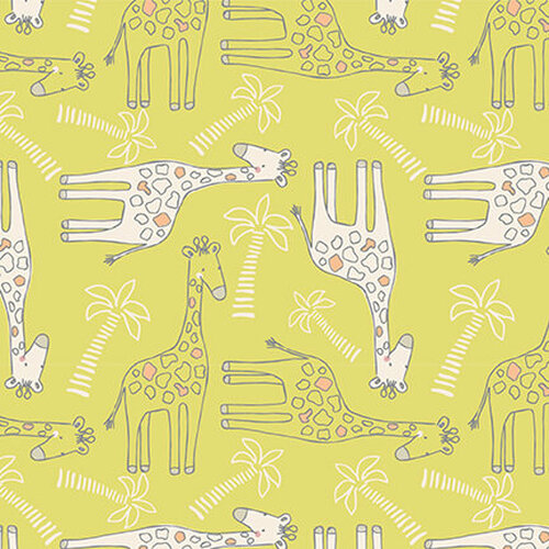 Studio E Fabrics Safari Sunrise Giraffe Allover Lime Fabric
