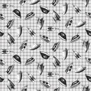 Studio E Fabrics Laundry Room Tossed Irons Light Gray Fabric