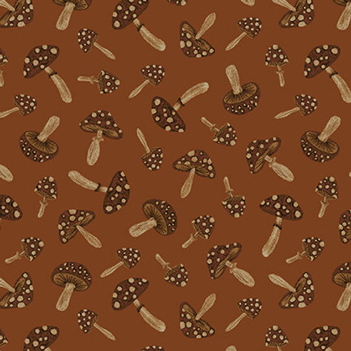 Studio E Fabrics Dark Forest Mushrooms Rust Fabric