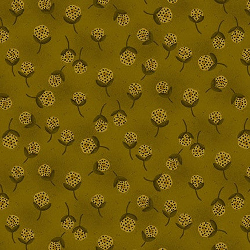 Henry Glass Scraps Of Kindness Dandelion Orbs Olive Fabric