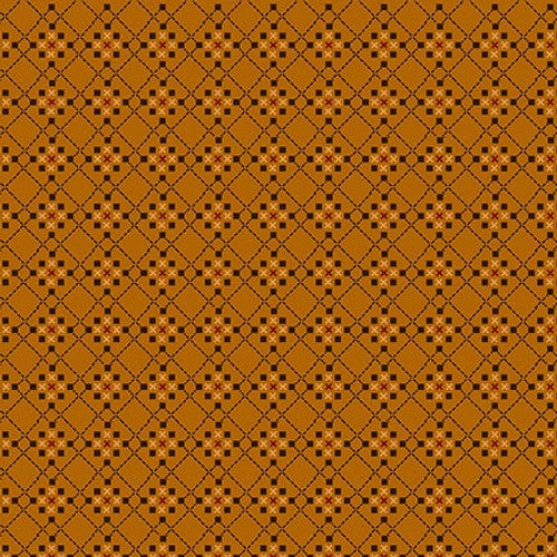 Henry Glass Scraps Of Kindness Crosshatched Boxes Orange Fabric