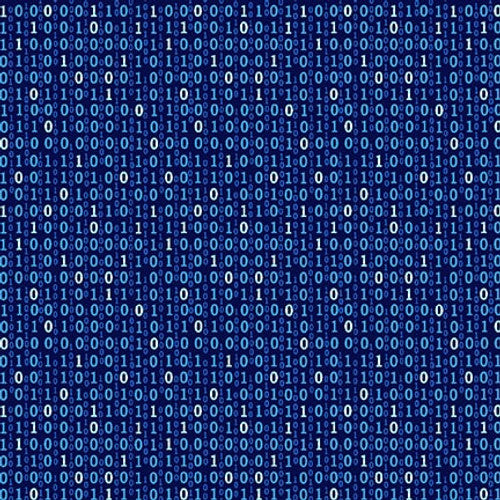 Studio E Fabrics Disco Tech Binary Numbers Blue Fabric