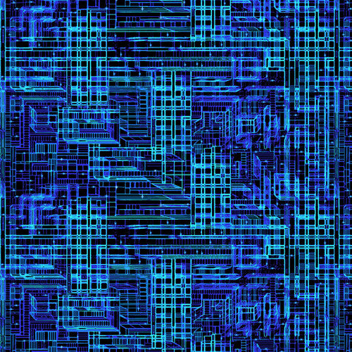 Studio E Fabrics Disco Tech Techno Maze Blue Fabric