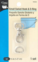 Dritz Small Swivel Hook And D-Ring Nickel 1/2 Inch
