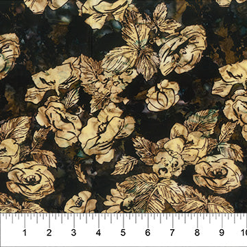 Northcott Flower Petals Soot Batik Fabric