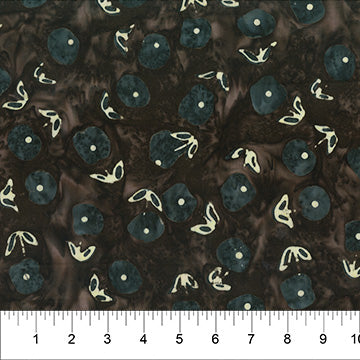 Northcott Flower Petals Dark Brown Batik Fabric