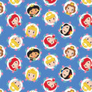 Camelot Fabrics Cute Disney Princess Frames Blue Fabric