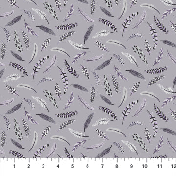Figo Fabrics Birdwatch Feathers Lilac Fabric