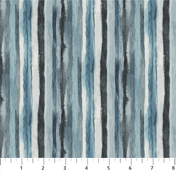 Figo Fabrics Birdwatch Painterly Stripe Blue Fabric