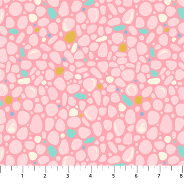 Figo Fabrics Pond Tales Rocks Pink Fabric