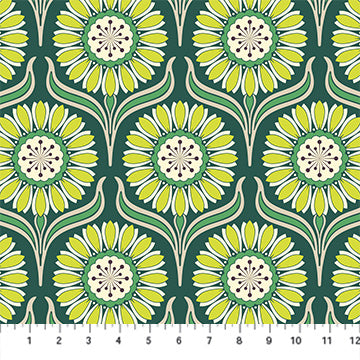 Figo Fabrics Local Honey Pop Daisy Spruce Fabric