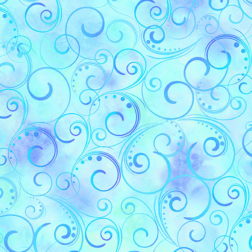Benartex Swirling Splendor Aqua 108" Wideback Fabric