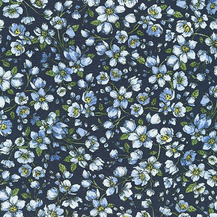Robert Kaufman Nature's Notebook Jersey Knit Pattern Floral Color Blue Jay 19998-82