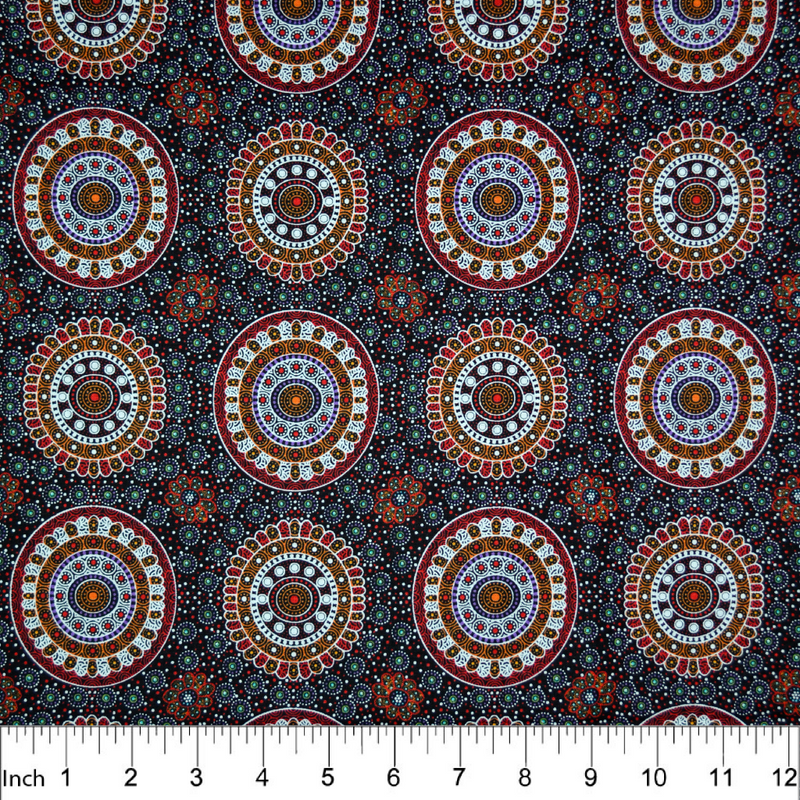 M&S Textiles Alura Seed Dreaming-Red Aboriginal Print ASDR