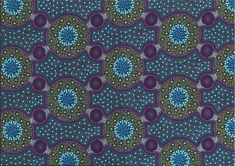 M&S Textiles Bush Flowers Purple Fabric