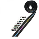Metallic Zipper Tape Rainbow Black