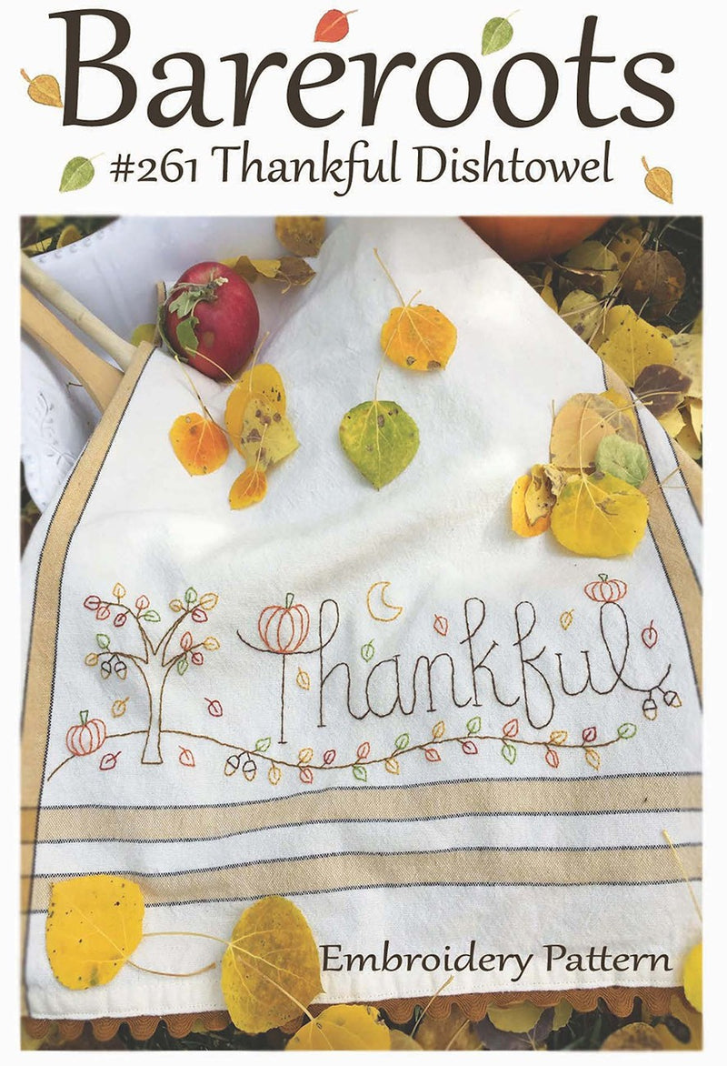 Bareroots Thankful Dishtowel Embroidery Pattern BR261
