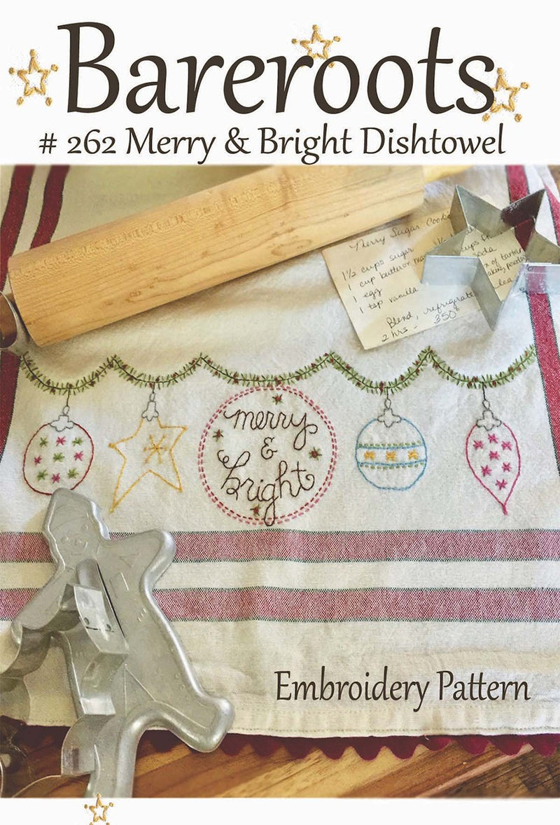 Bareroots Merry and Bright Embroidery Dishtowel Pattern BR262