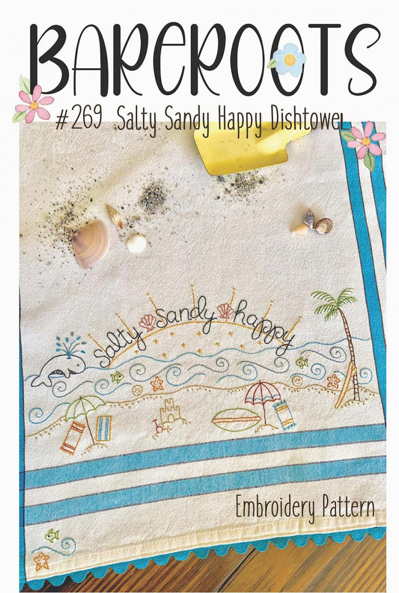 Bareroots Salty Sandy Happy Embroidery Dishtowel Pattern
