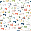 Riley Blake Sew Much Fun Sewing Machines White Fabric