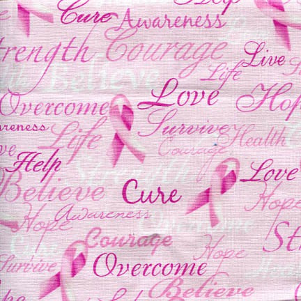 Timeless Treasures Breast Cancer Words