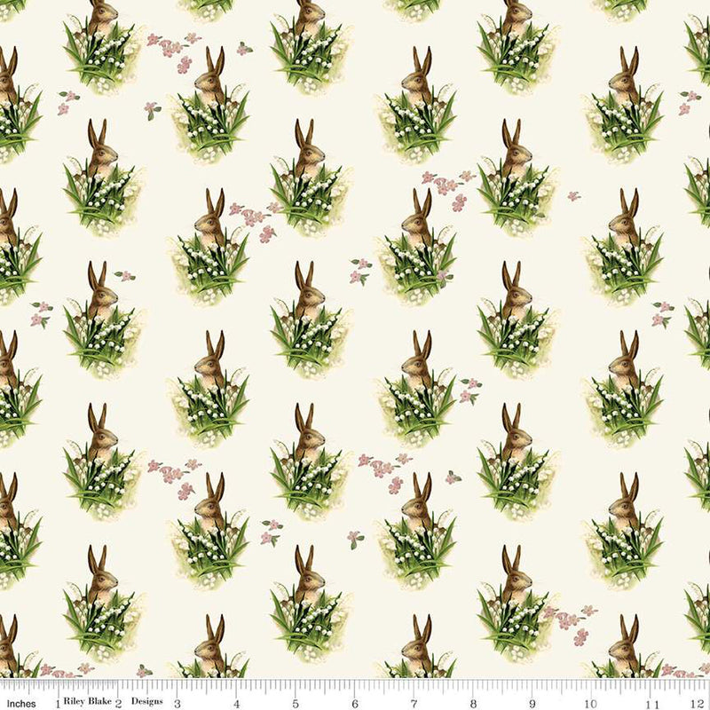 Riley Blake Springtime Bunnies Cream Fabric