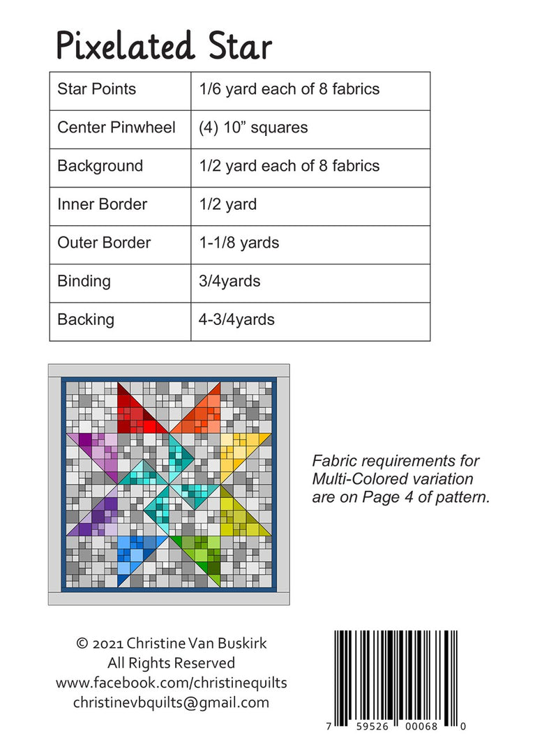 Christine Quilts Pixelated Star Quilt Pattern