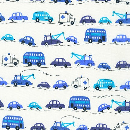 Robert Kaufman Handworks Home Vehicles Blue Fabric